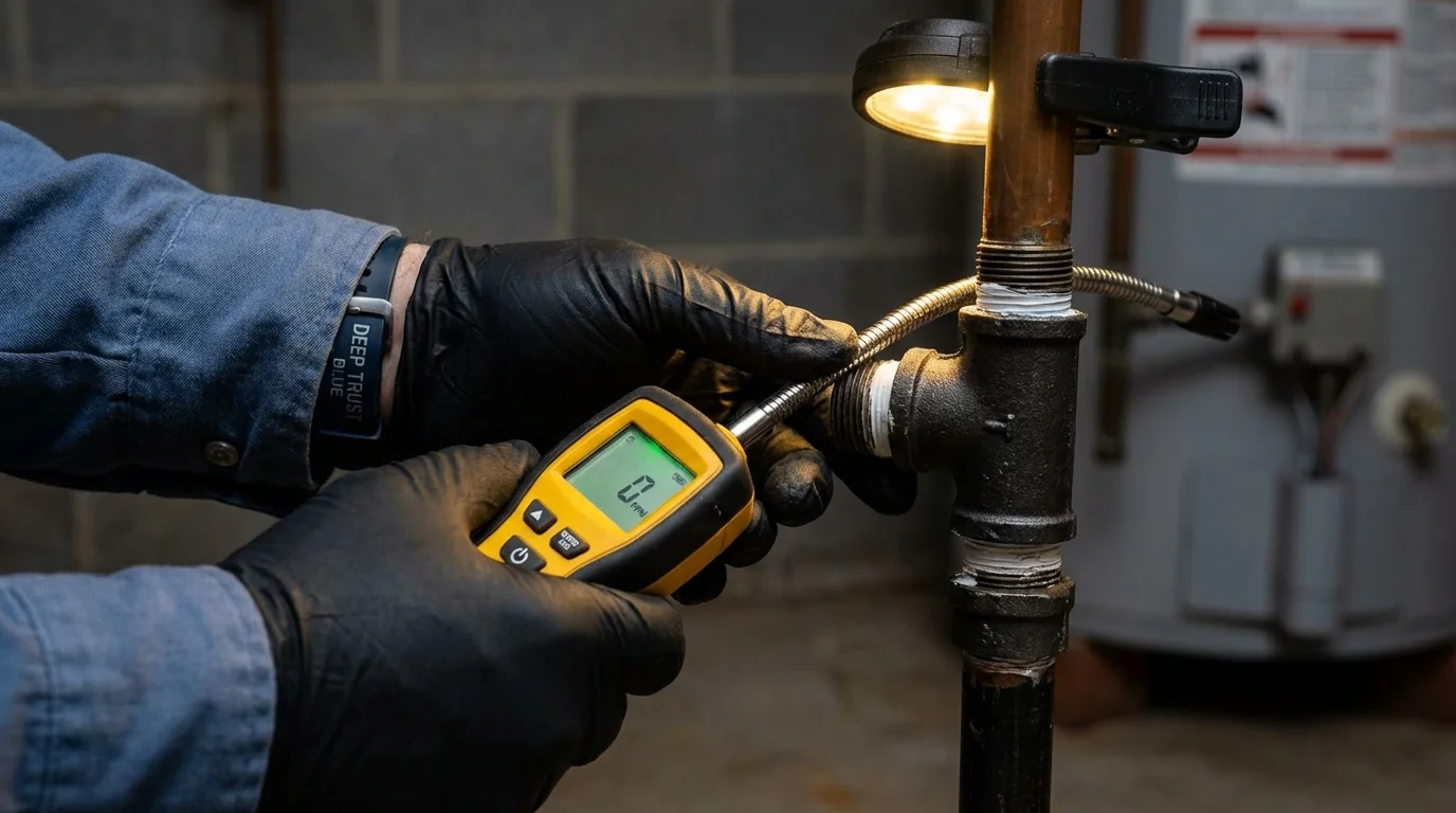 Gas leak detection with electronic sniffer by Johns Plumbing LLC in Beulah